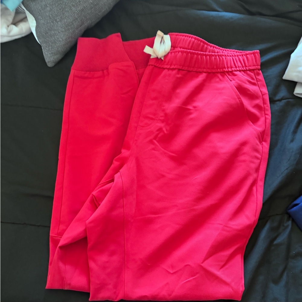 Large figs bottoms joggers electric red straight leg